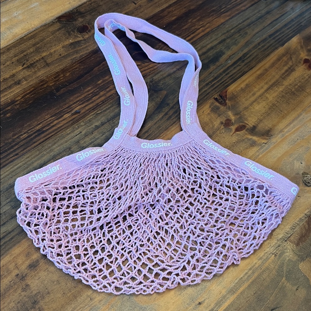 Glossier pink net market bag